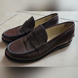 VERO CUOIO Montelpare Tradition Boys Brown Leather Penny Loafers Shoes Size 34